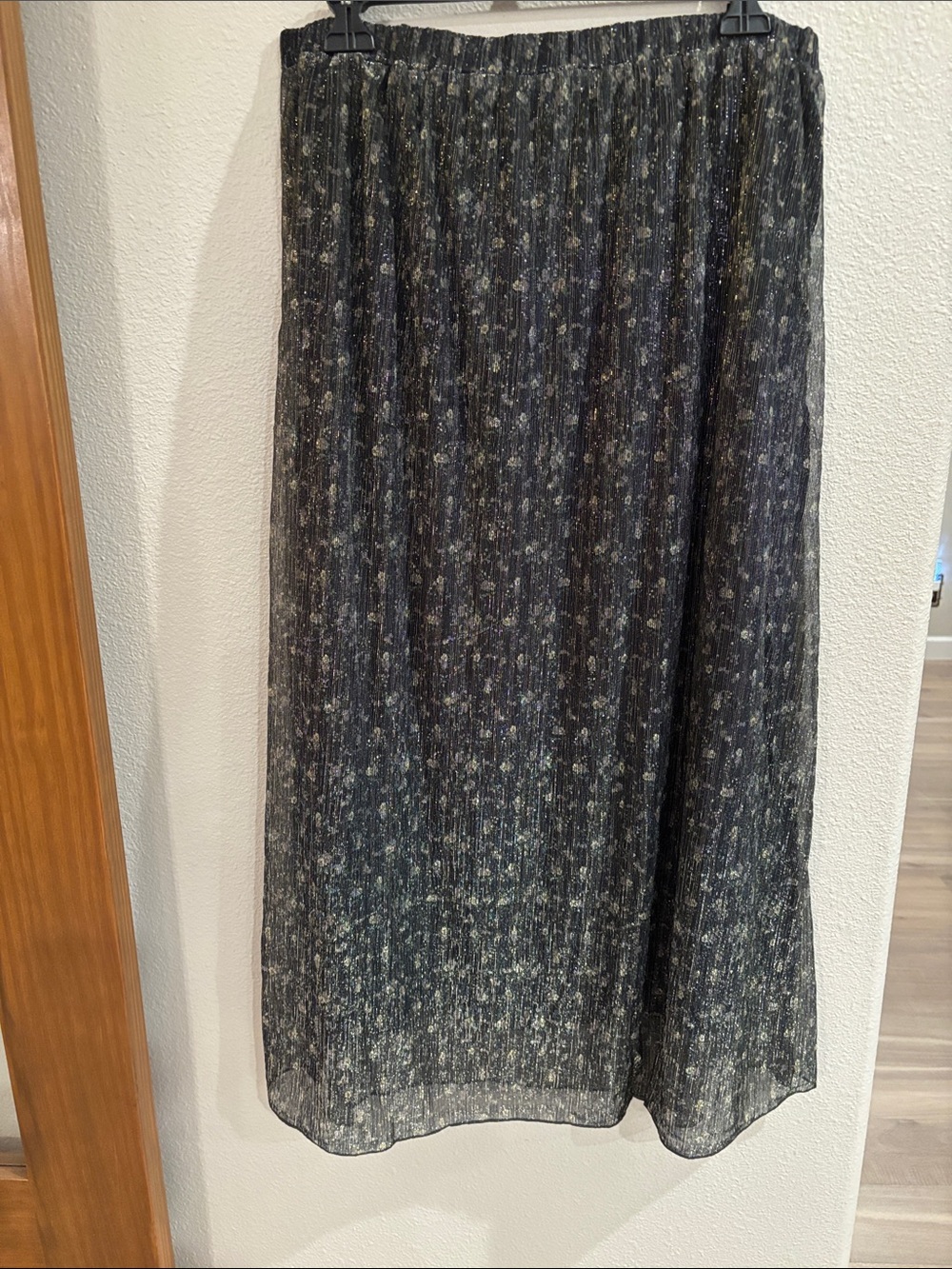 Mystree Black Metallic Floral Maxi Skirt